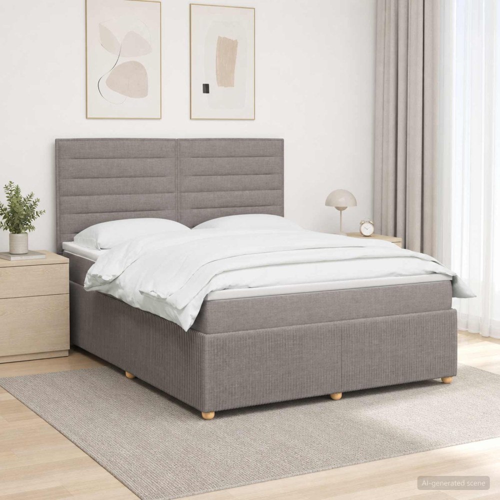 vidaXL Kontinentalsäng med madrass Taupe 180 x 200 cm Tyg