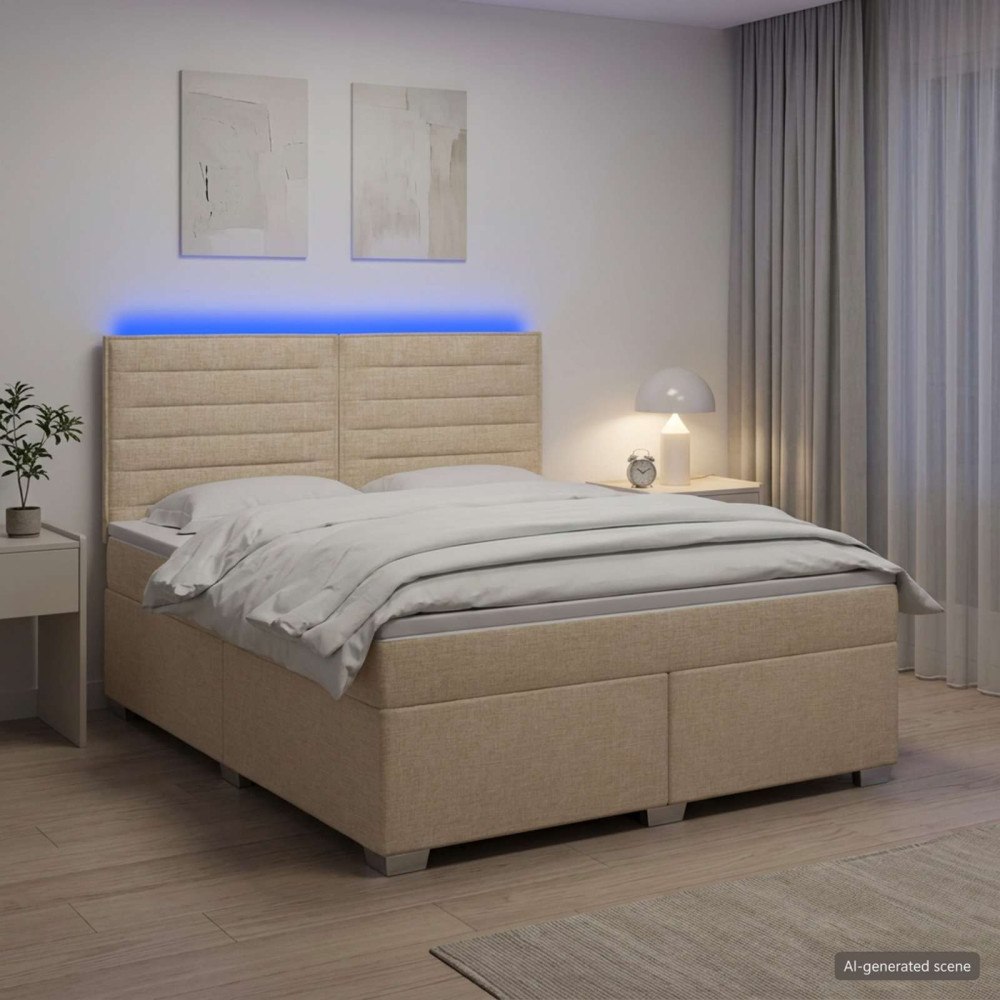 vidaXL Kontinentalsäng med madrass Gräddvit 160 x 200 cm Tyg