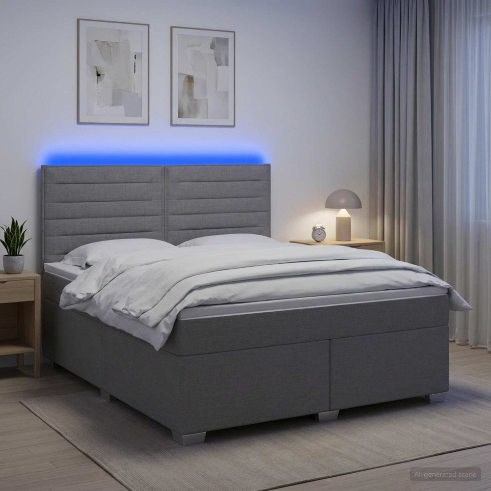 vidaXL Kontinentalsäng med madrass Ljusgrå 180 x 200 cm Tyg