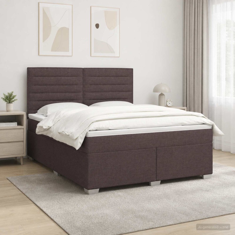 vidaXL Kontinentalsäng med madrass Mörkbrun 180 x 200 cm Tyg