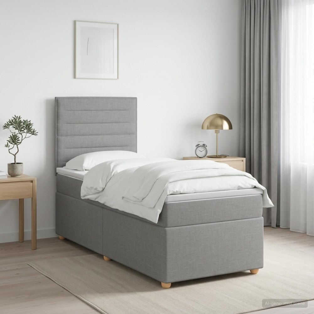 vidaXL Kontinentalsäng med madrass Ljusgrå 90 x 190 cm Tyg