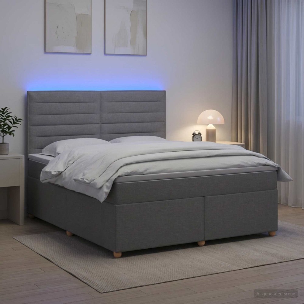 vidaXL Kontinentalsäng med madrass Ljusgrå 180 x 200 cm Tyg