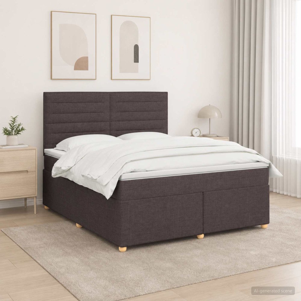 vidaXL Kontinentalsäng med madrass Mörkbrun 180 x 200 cm Tyg