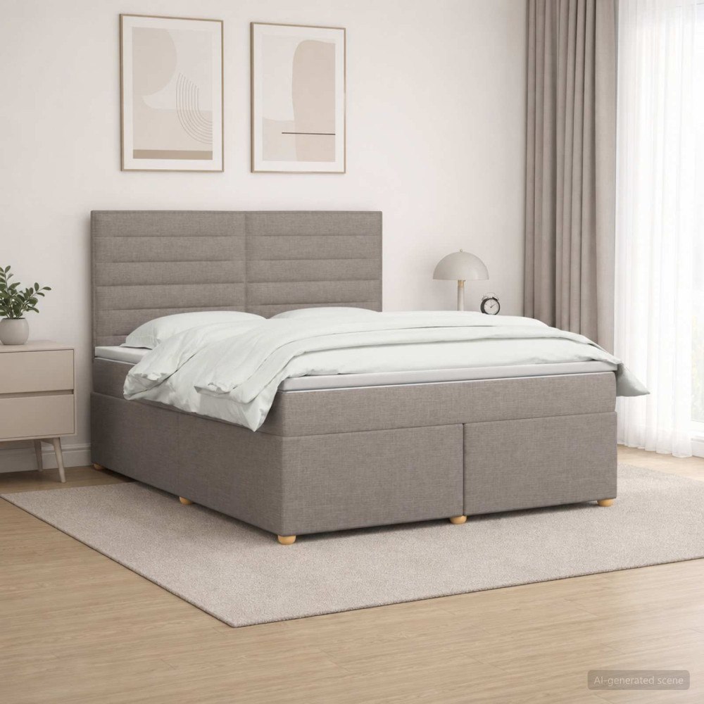 vidaXL Kontinentalsäng med madrass Taupe 180 x 200 cm Tyg