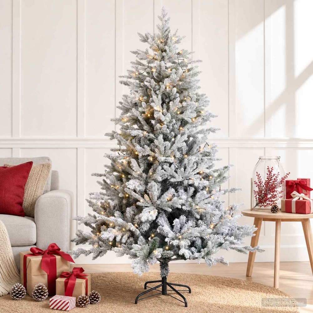 vidaXL Plast Hingad Julgran 150 cm 150 LED-lampor Varmvit
