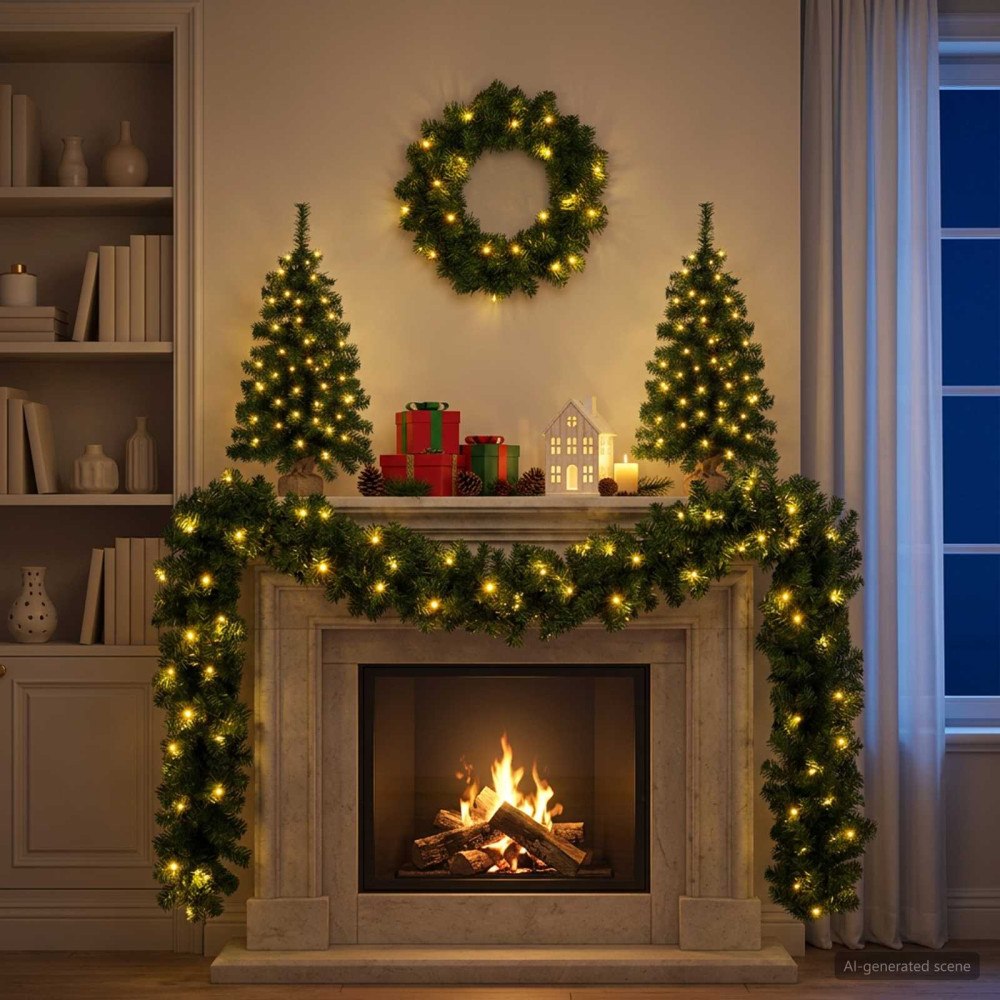 vidaXL Mini-julgransset 60 cm 125 LED-lampor Varmvit PVC Grön