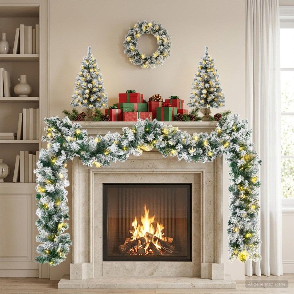 vidaXL Mini-julgransset 60 cm 125 LED-lampor Varmvit PVC Grön och Vit