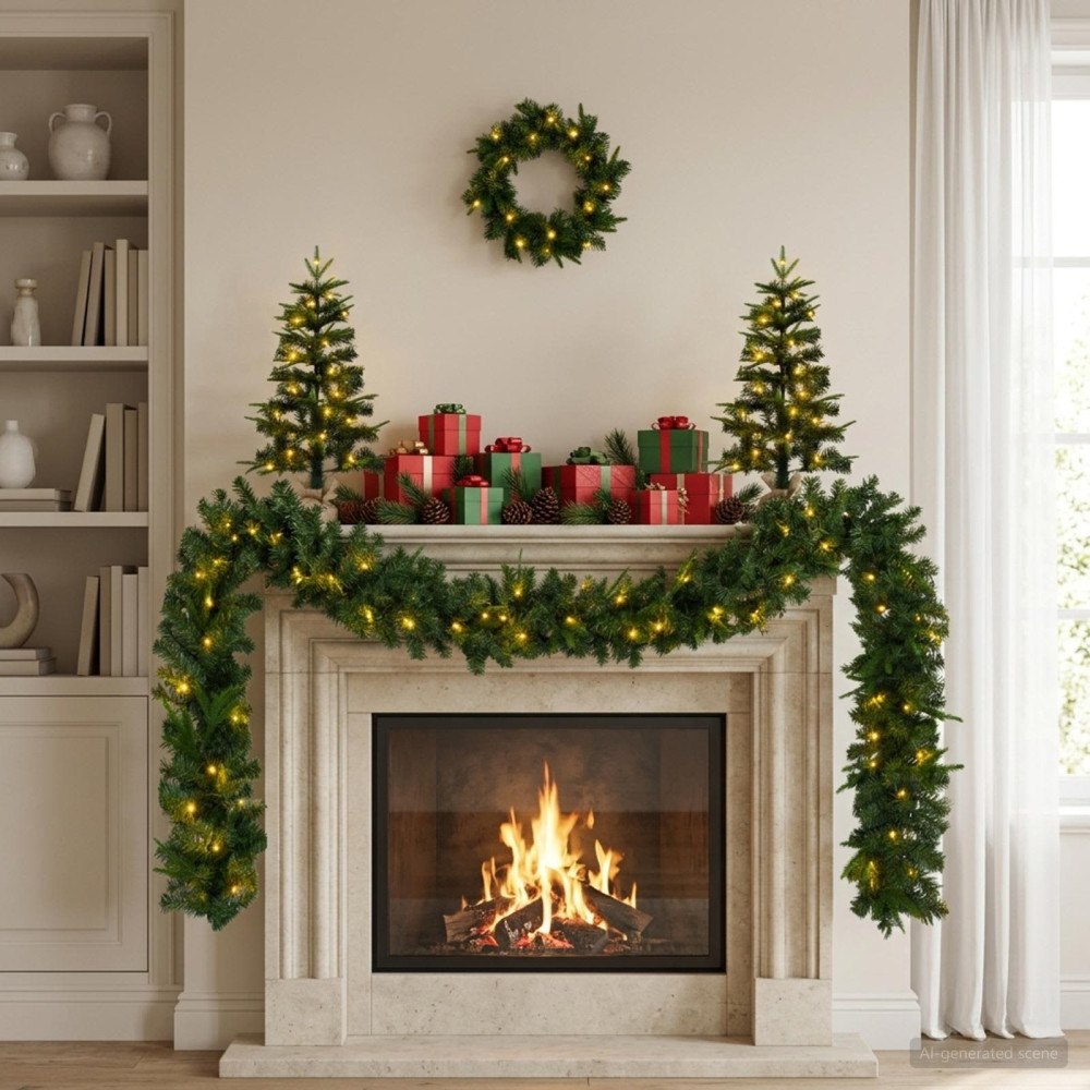 vidaXL Mini-julgransset 60 cm 125 LED-lampor Varmvit PVC och PE Grön