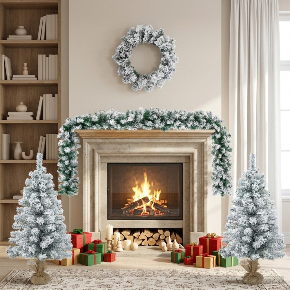 vidaXL Mini-julgransset 90 cm PVC Grön och Vit