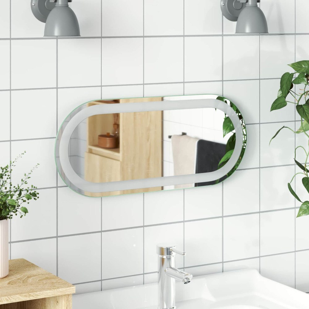 vidaXL LED Badrumsspegel med spegel Transparent 60 x 25 cm härdat glas