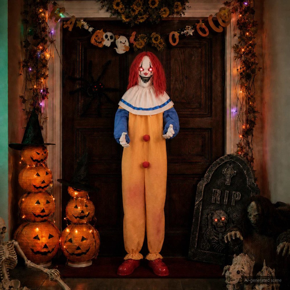 vidaXL Läskig halloweenclown SPOOKA Gul och Blå 126,5 x 180 cm