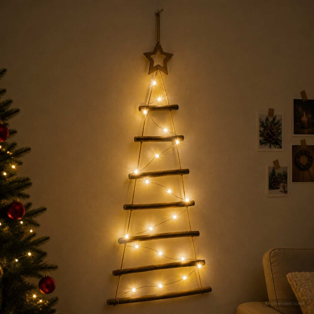 vidaXL Hängande julgran 90 cm 30 LED-lampor Varmvit