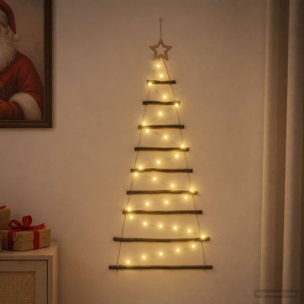 vidaXL Hängande julgran 120 cm 50 LED-lampor Varmvit