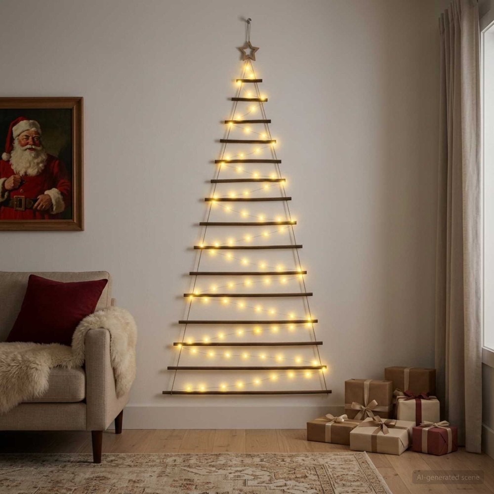 vidaXL Hängande julgran 210 cm 130 LED-lampor Varmvit