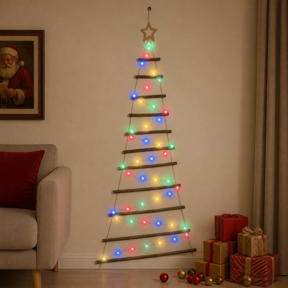 vidaXL Hängande julgran 150 cm 80 LED-lampor Mångfärgad