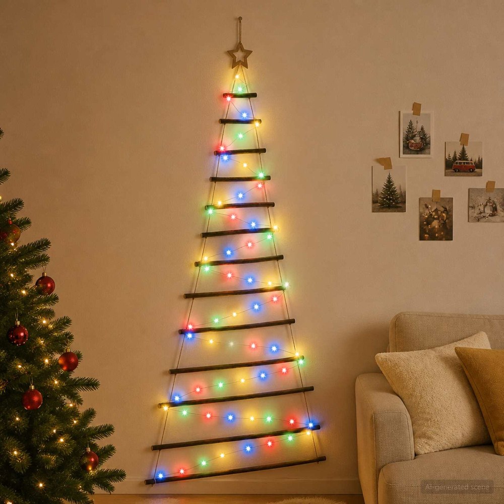 vidaXL Hängande julgran 180 cm 100 LED-lampor Mångfärgad