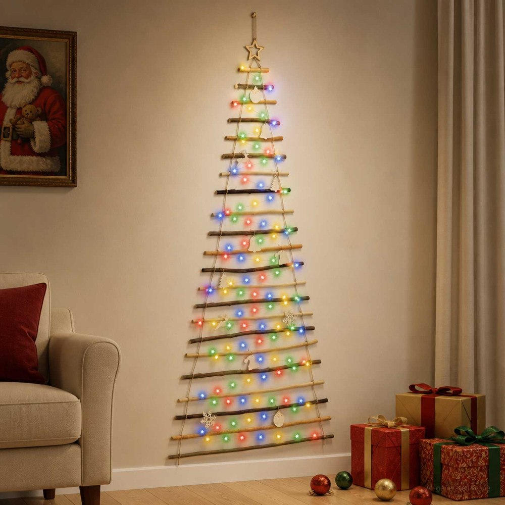 vidaXL Hängande julgran 210 cm 130 LED-lampor Mångfärgad