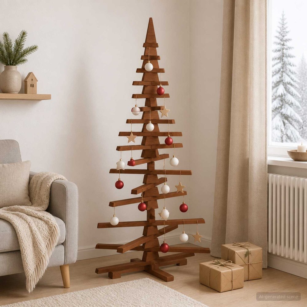 vidaXL Träjulgran KOTKA 150 cm Massiv furu Mörkbrun finish