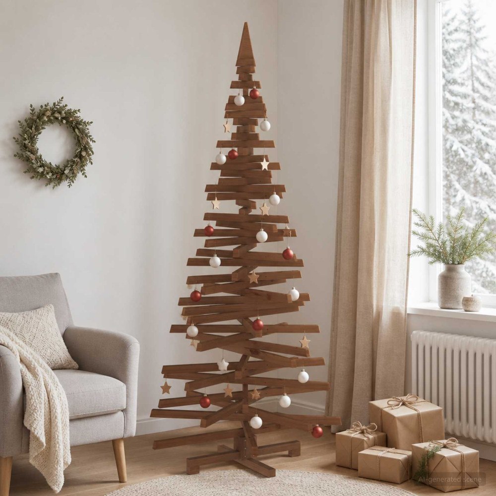 vidaXL Träjulgran KOTKA 240 cm Massiv furu Mörkbrun finish