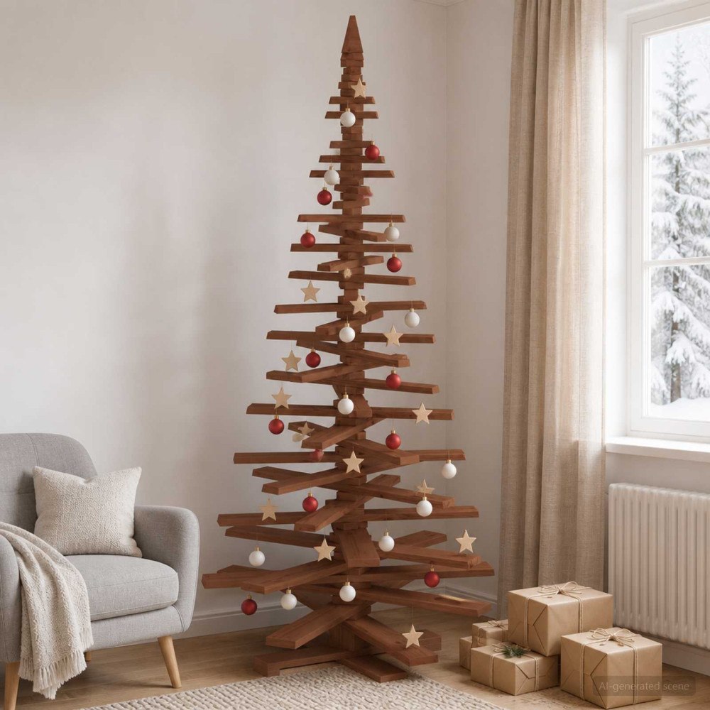 vidaXL Träjulgran KOTKA 210 cm Massiv furu Mörkbrun finish