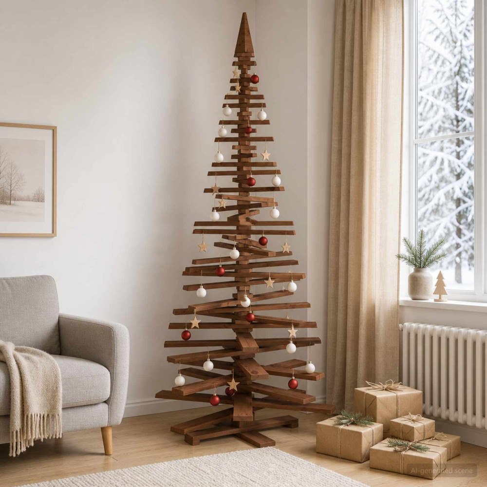 vidaXL Träjulgran KOTKA 240 cm Massiv furu Mörkbrun finish