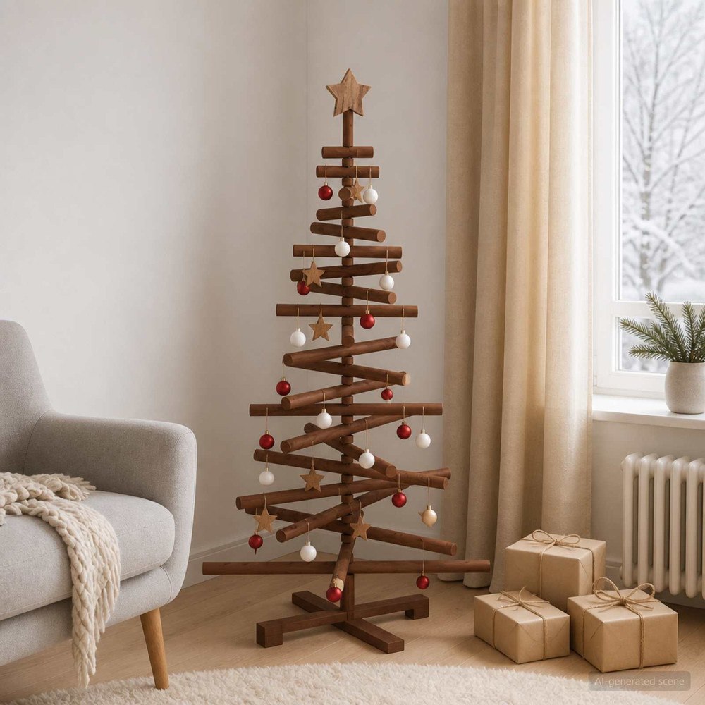vidaXL Träjulgran KOTKA 120 cm Massiv furu Mörkbrun finish