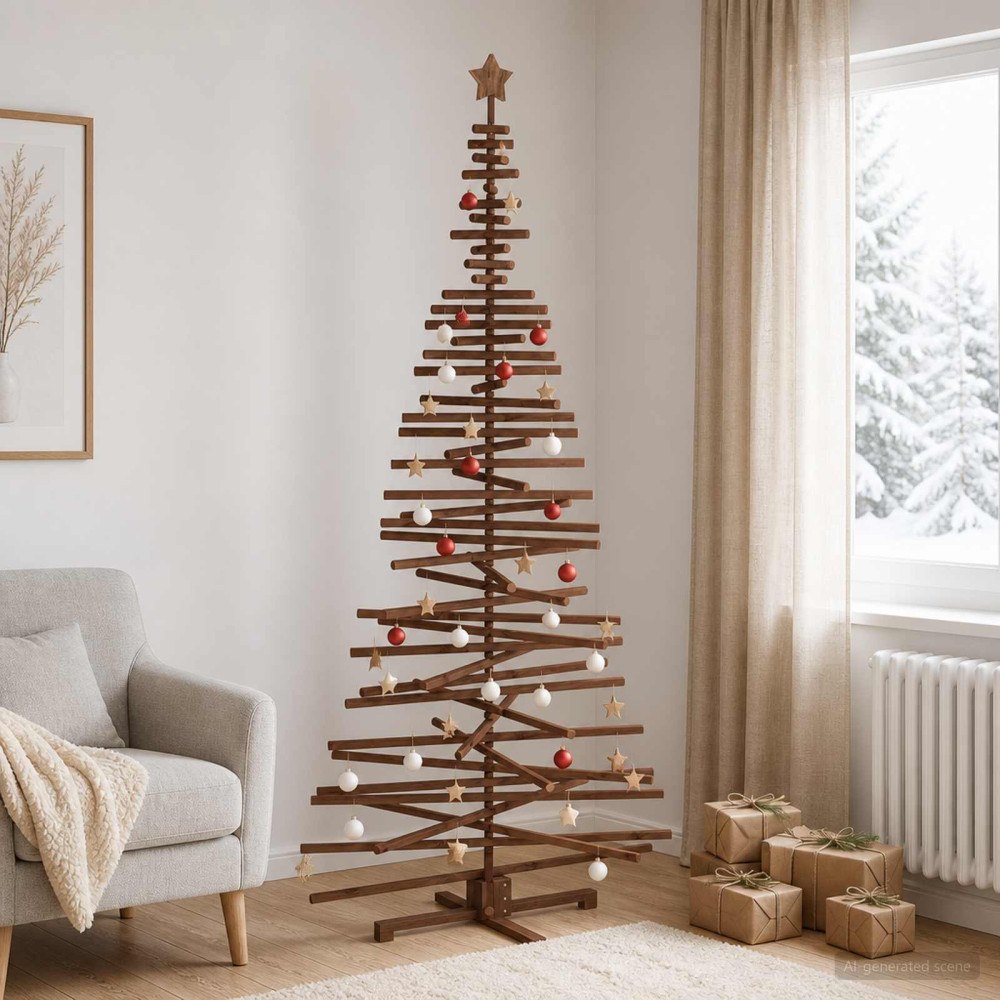 vidaXL Träjulgran KOTKA 240 cm Massiv furu Mörkbrun finish