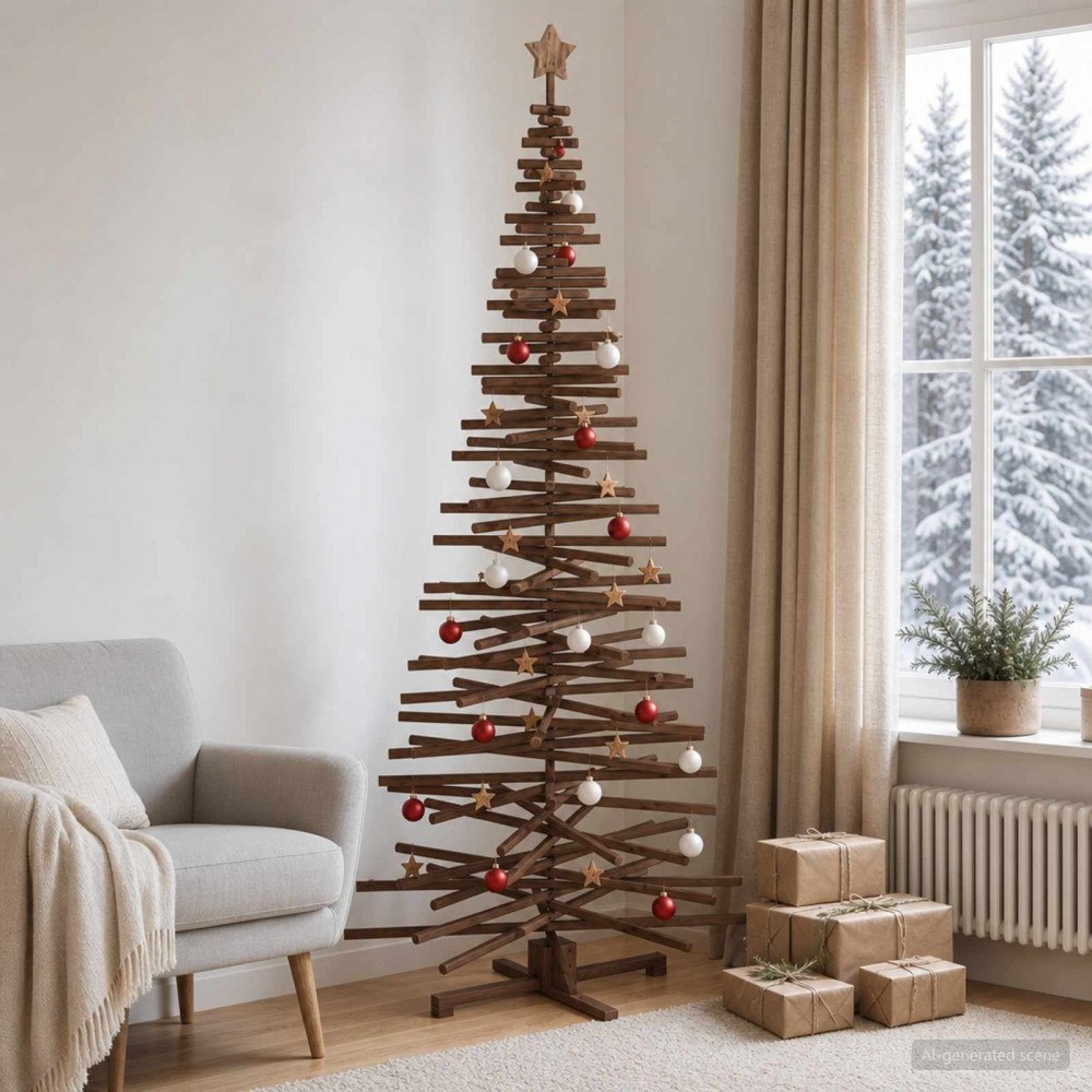 vidaXL Träjulgran KOTKA 240 cm Massiv furu Mörkbrun finish