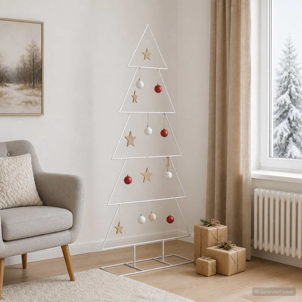 vidaXL Julgran i metall med fot KUOPIO 150 cm Stål Vit