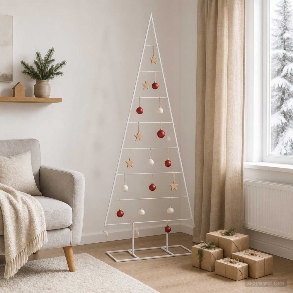 vidaXL Metall julgran KUOPIO 150 cm Pulverlackerad stål Vit