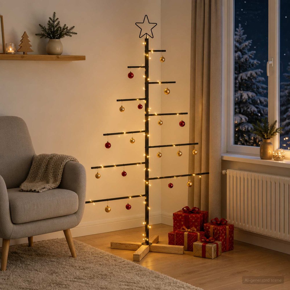 vidaXL Metall julgran KUOPIO 125 cm Stål Svart