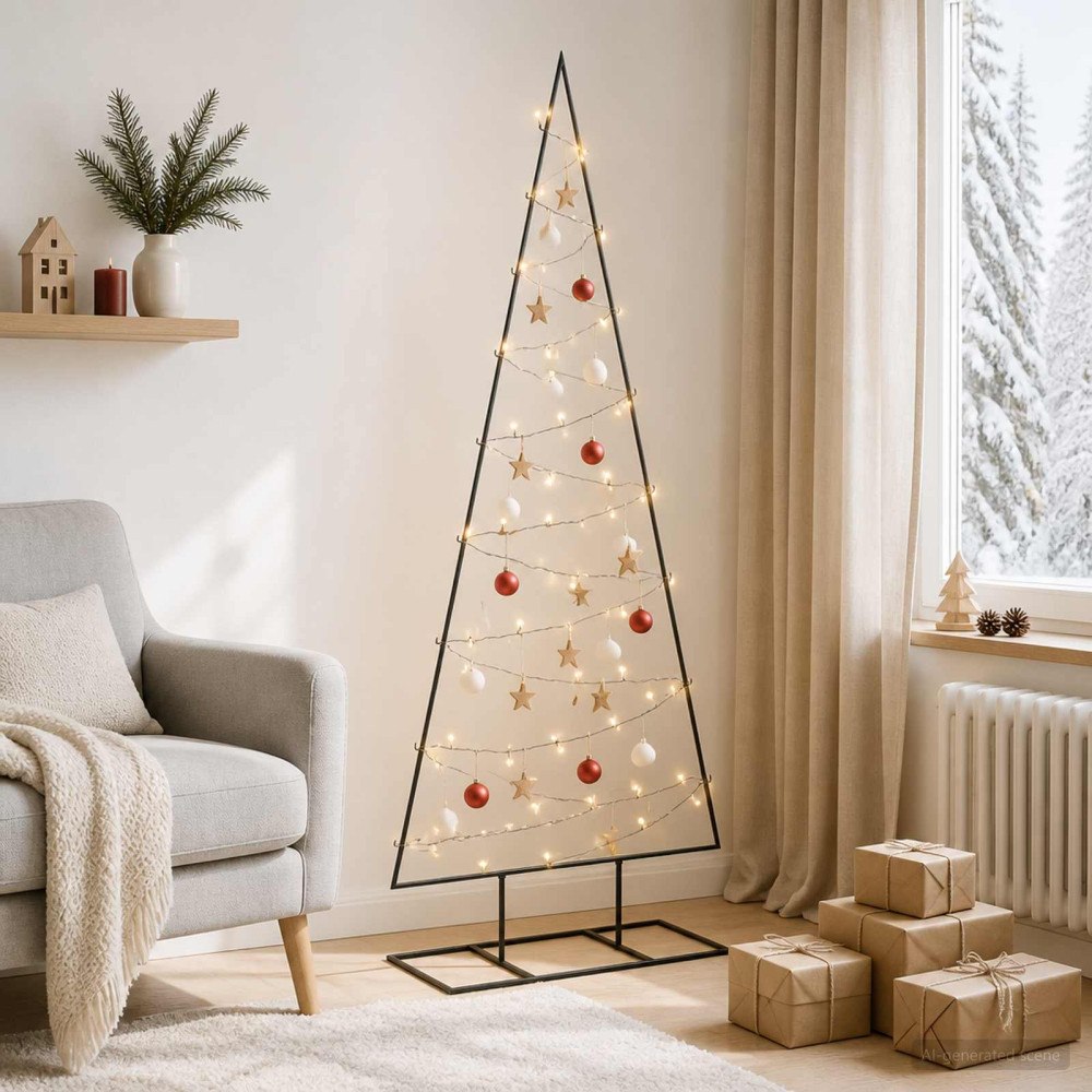 vidaXL Metall julgran KUOPIO 150 cm Varmvit Stål Svart