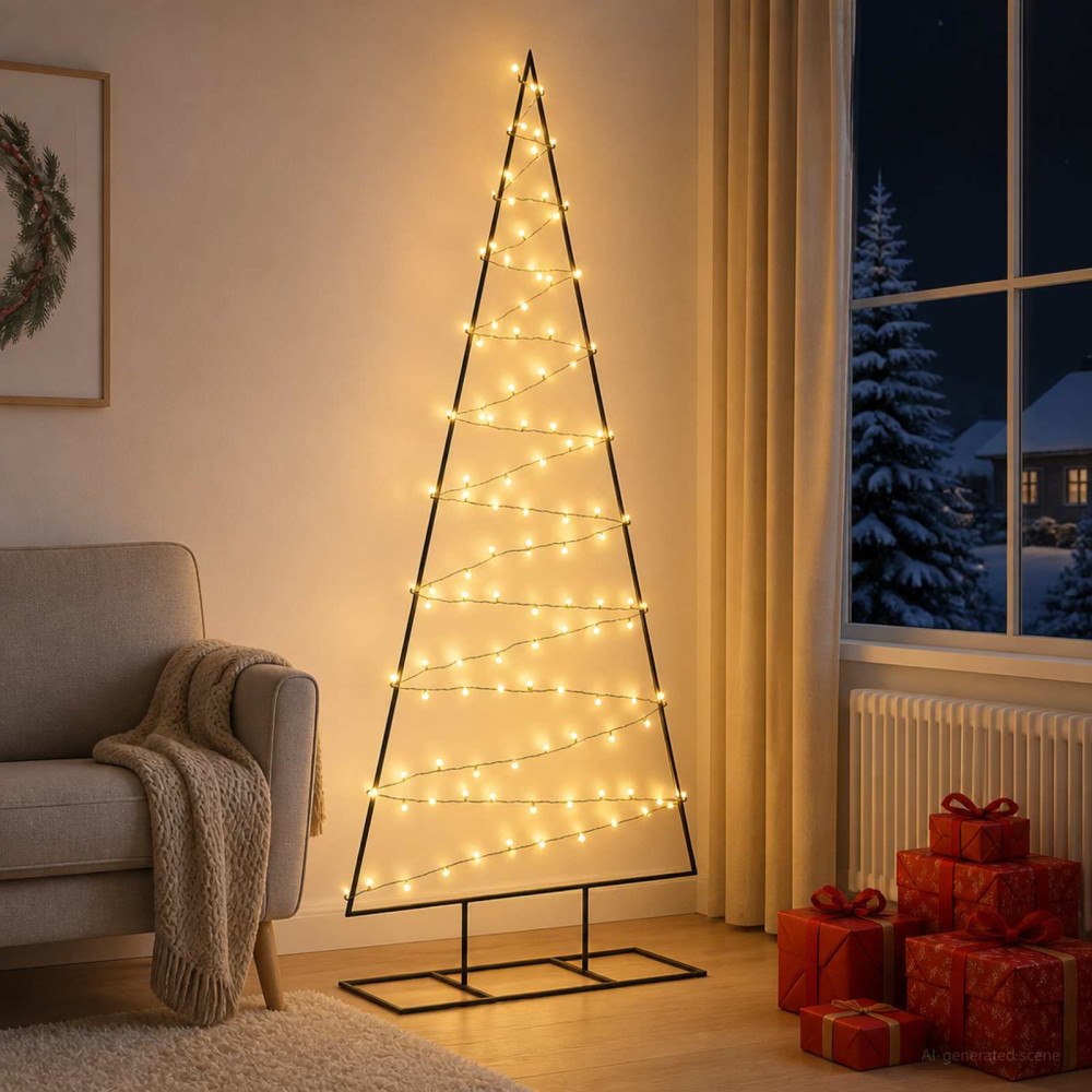 vidaXL Metall julgran KUOPIO 210 cm Varmvit Stål Svart