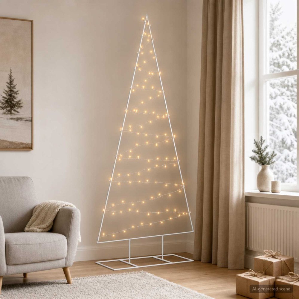 vidaXL Metall julgran KUOPIO 210 cm Varmvit Stål Vit