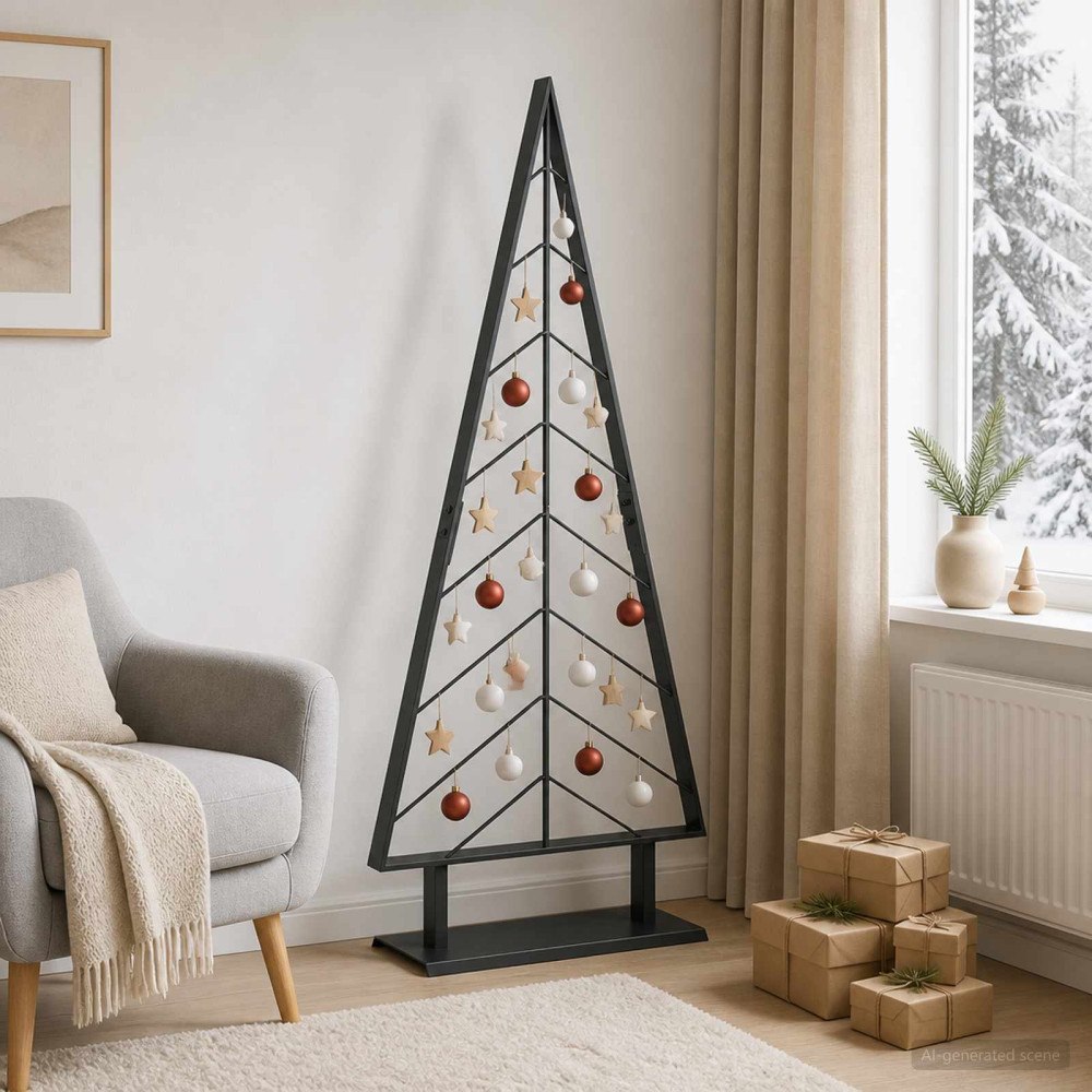 vidaXL Julgran i metall med fot KUOPIO 125 cm Stål Svart