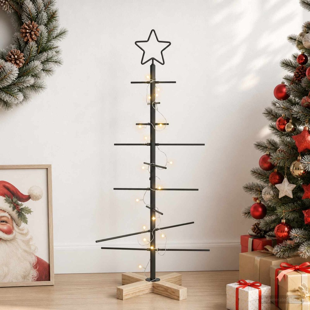 vidaXL Metall julgran KUOPIO 90 cm Varmvit Stål Svart