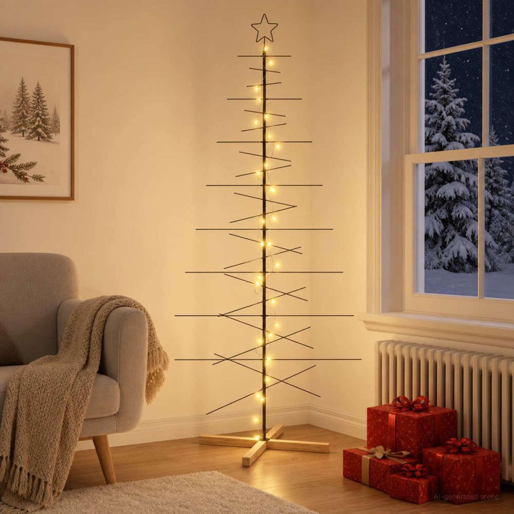 vidaXL Metall julgran KUOPIO 210 cm Varmvit Stål Svart