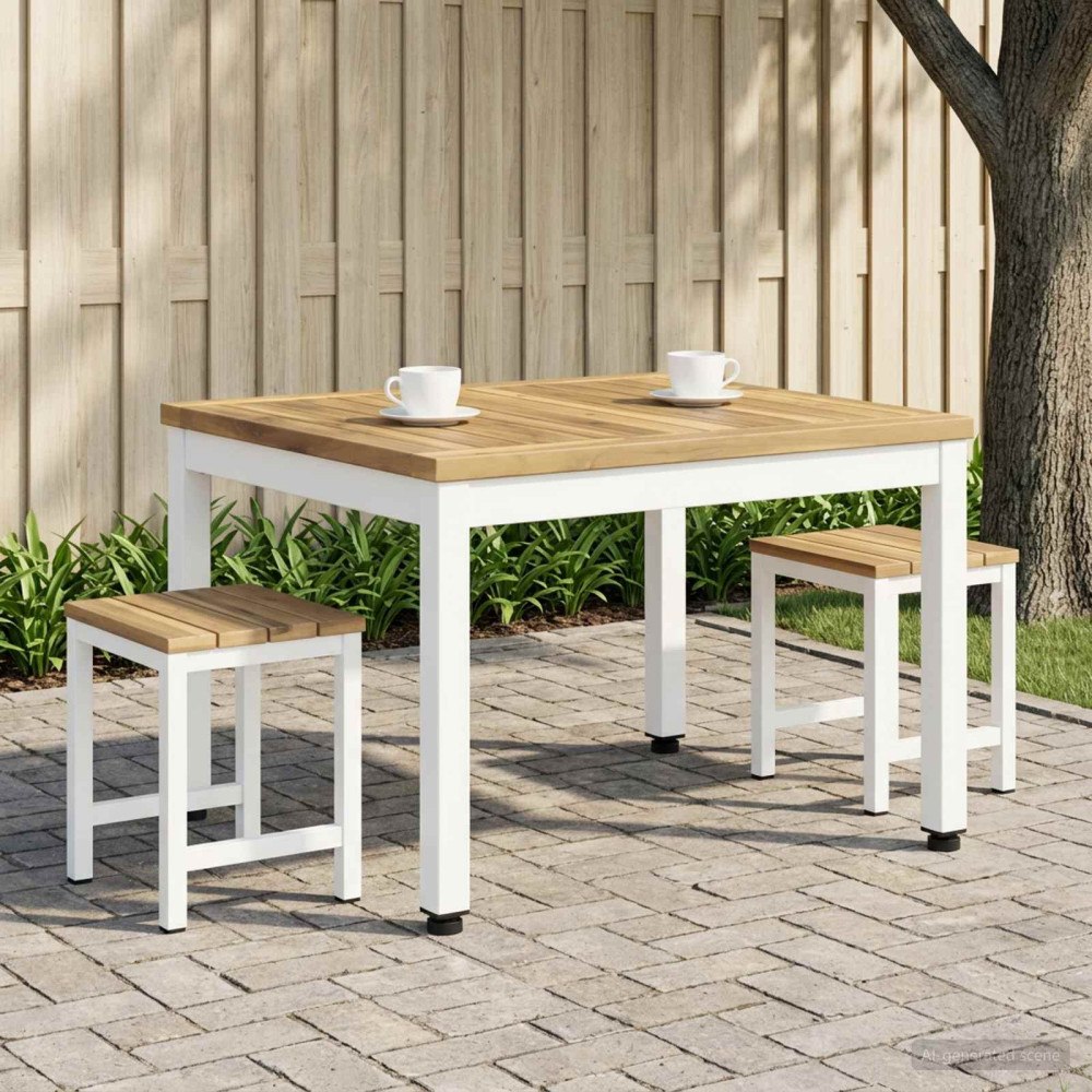vidaXL Kaffeebord Vit 49 x 60,5 x 36 cm Massivt Akaciaträ