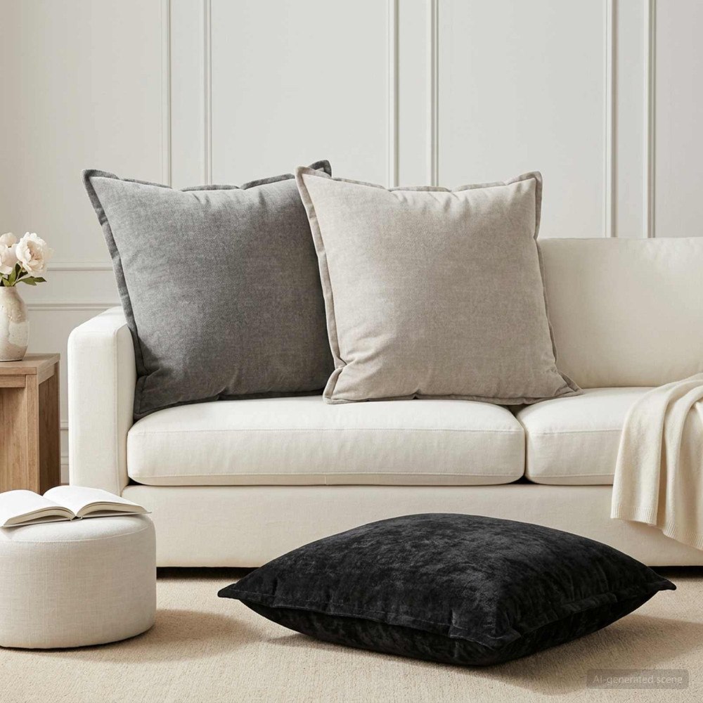 vidaXL Kuddöverdrag 6 st HOUTEN Antracit 70 x 70 cm Chenilletyg