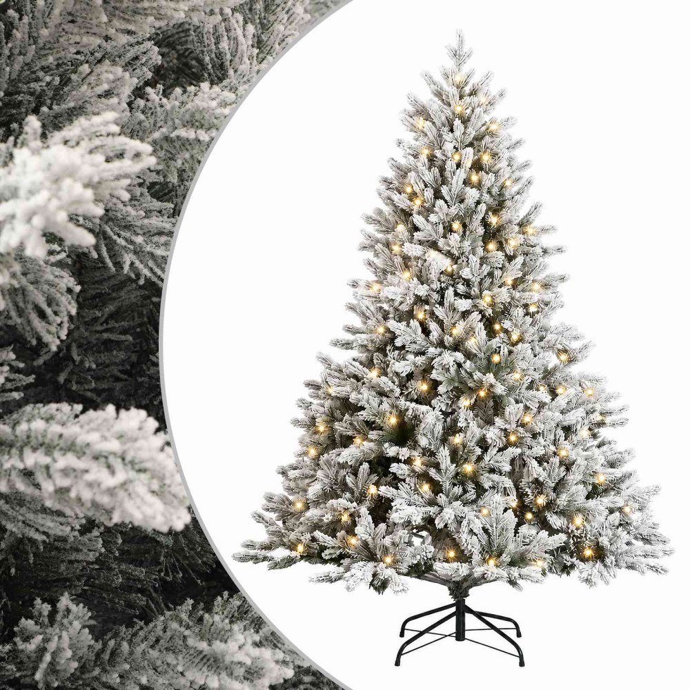 vidaXL Plast Hingad Julgran 120 cm 150 LED-lampor Varmvit PE & PVC Vit