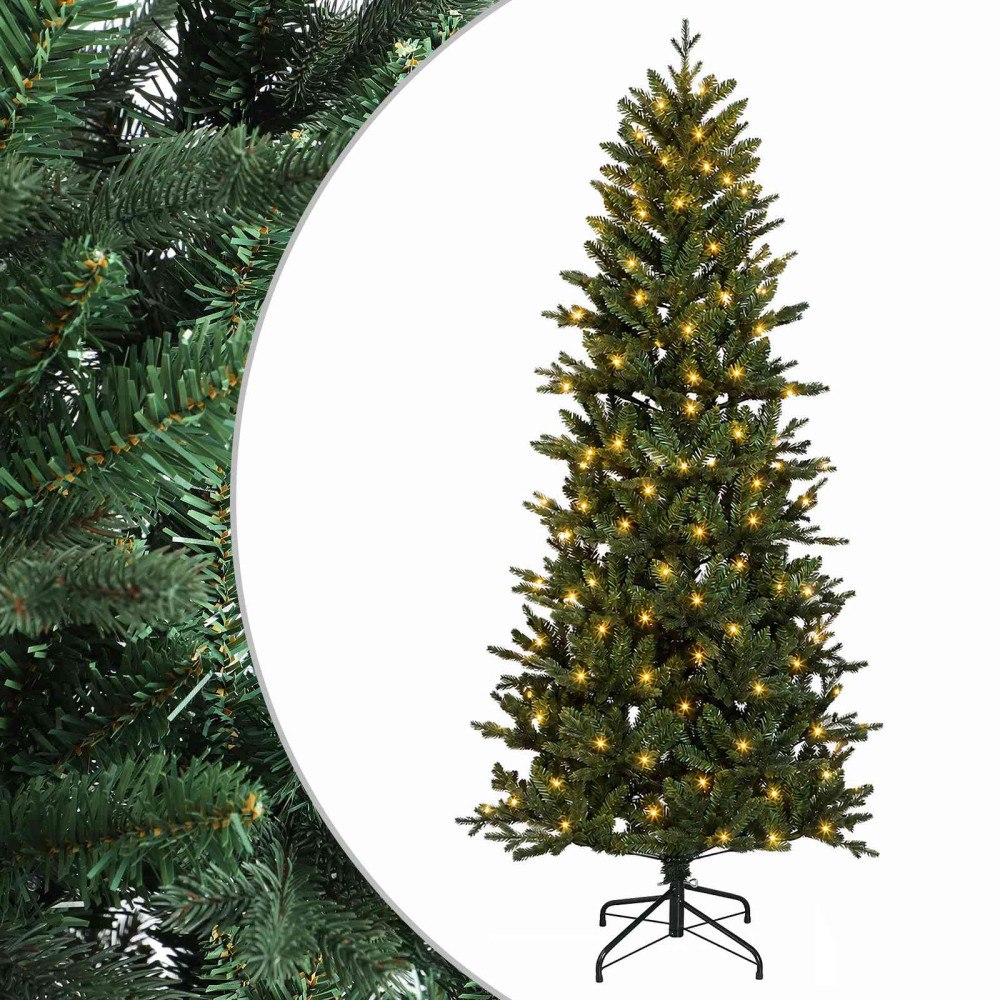vidaXL Plast Hingad Julgran 120 cm 150 LED-lampor Varmvit PVC och PE