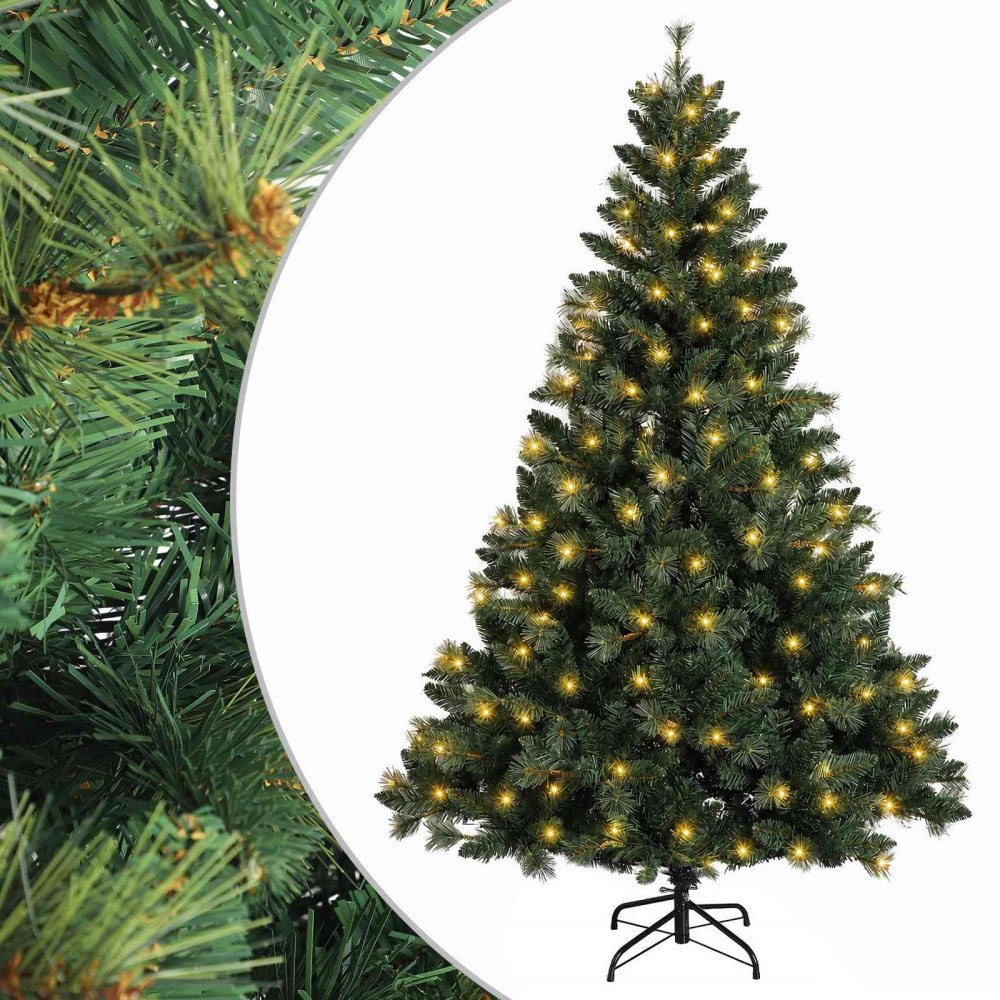 vidaXL Plast Hingad Julgran 150 cm 150 LED-lampor Varmvit PE & PVC