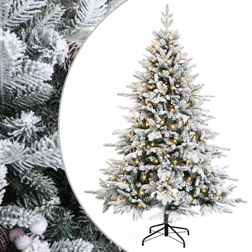 vidaXL Plast Hingad Julgran 150 cm 150 LED-lampor Varmvit