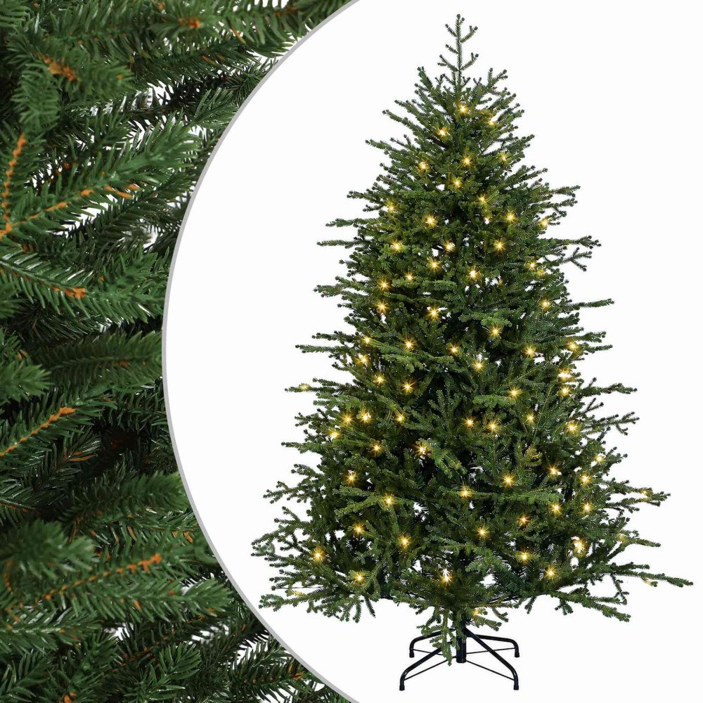 vidaXL Plast Hingad Julgran 150 cm 150 LED-lampor Varmvit