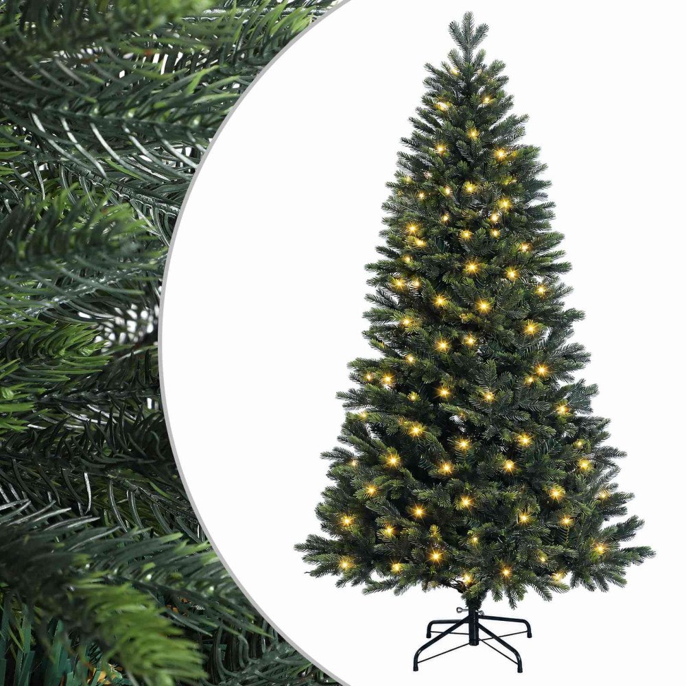 vidaXL Plast Hingad Julgran 120 cm 150 LED-lampor Varmvit PE & PVC