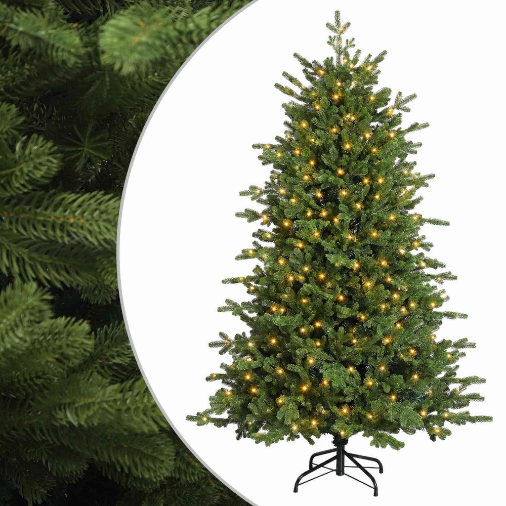 vidaXL Plast Hingad Julgran 150 cm 150 LED-lampor Varmvit PE & PVC