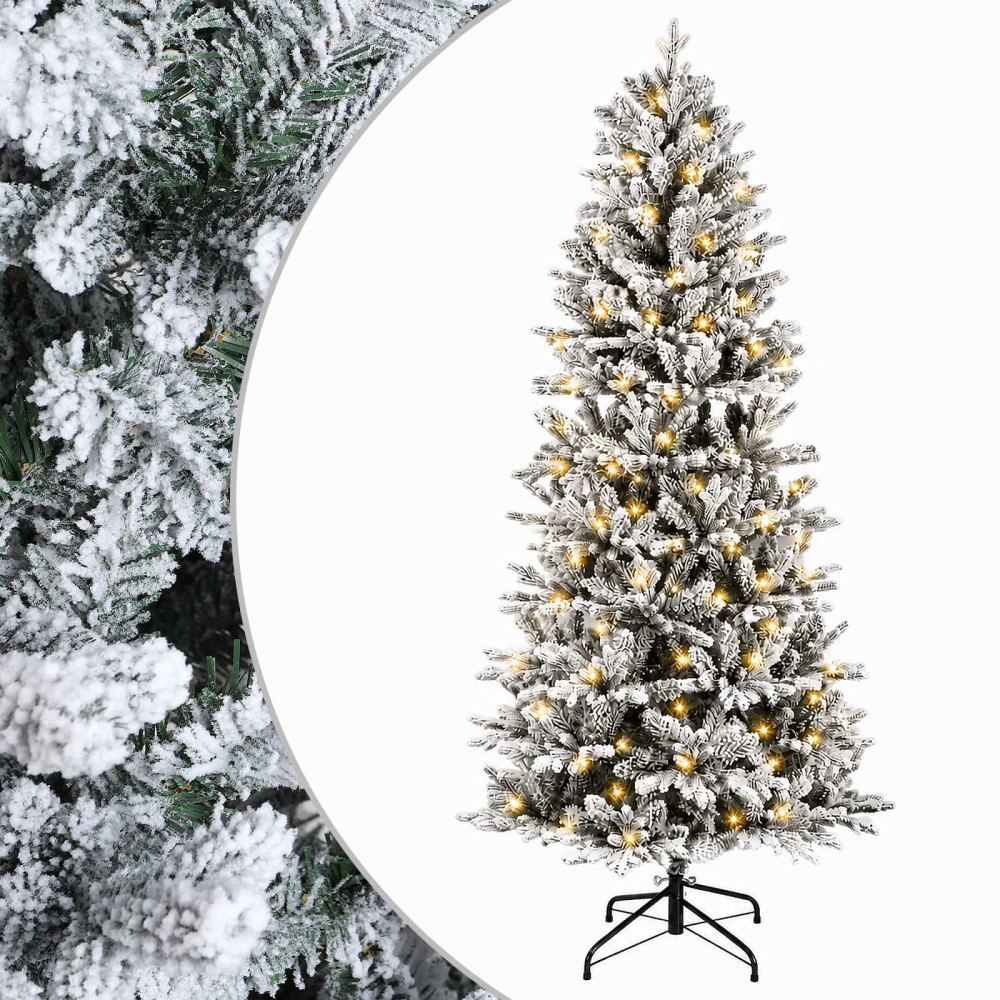vidaXL Plast Hingad Julgran 210 cm 300 LED-lampor Varmvit PVC och PE