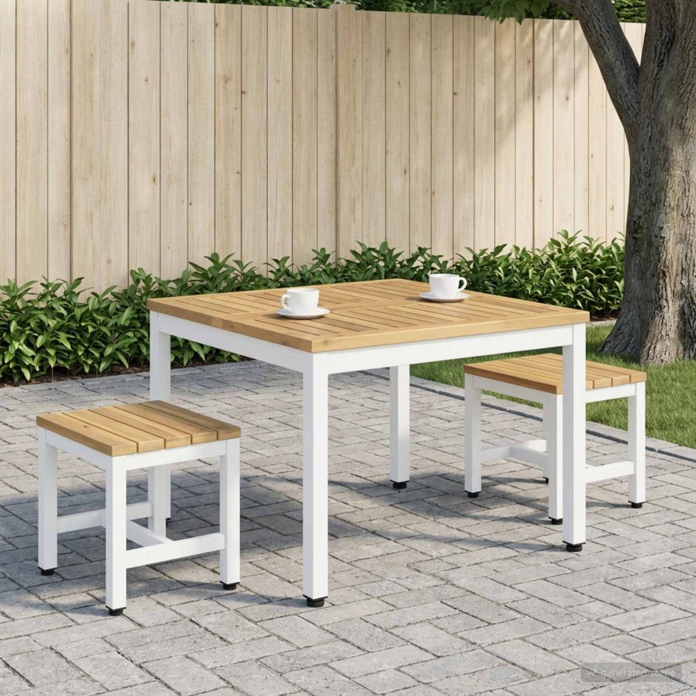 vidaXL Kaffeebord Vit 60 x 60,5 x 36 cm Massivt Akaciaträ