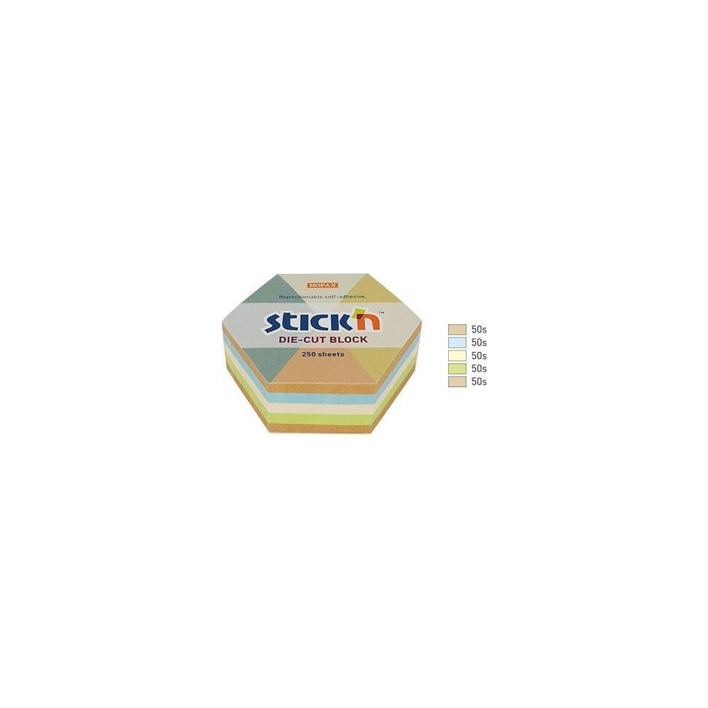 Stick´n´Find Stick'n Notes sexkant, 61x70 mm, mix 5 pastellfärger + återv...