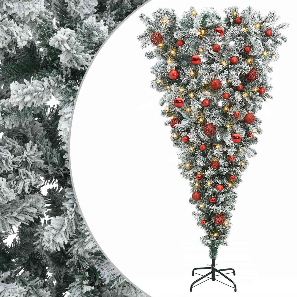 vidaXL Konstgjord julgran med julkulor 120 cm 150 LED-lampor Varmvit